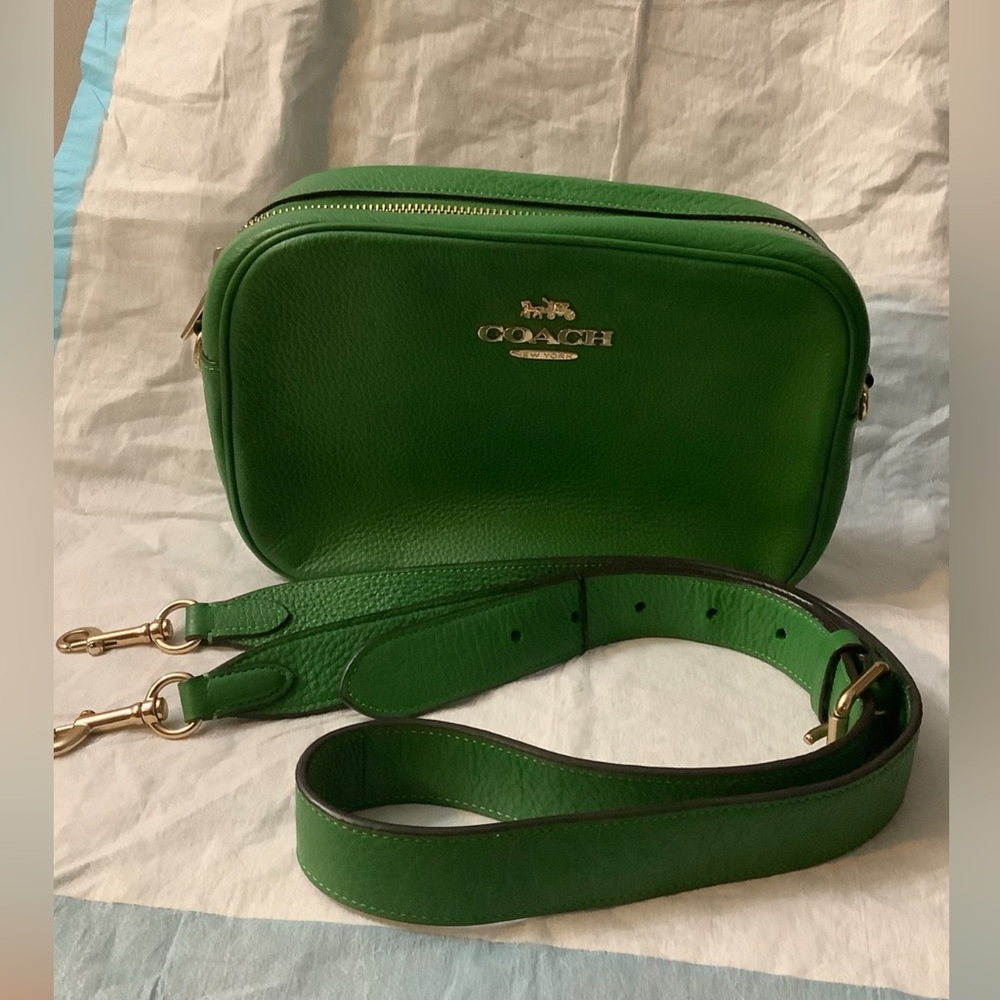 COACH Jamie Green Leather Shoulder / Crossbody Camera Bag
